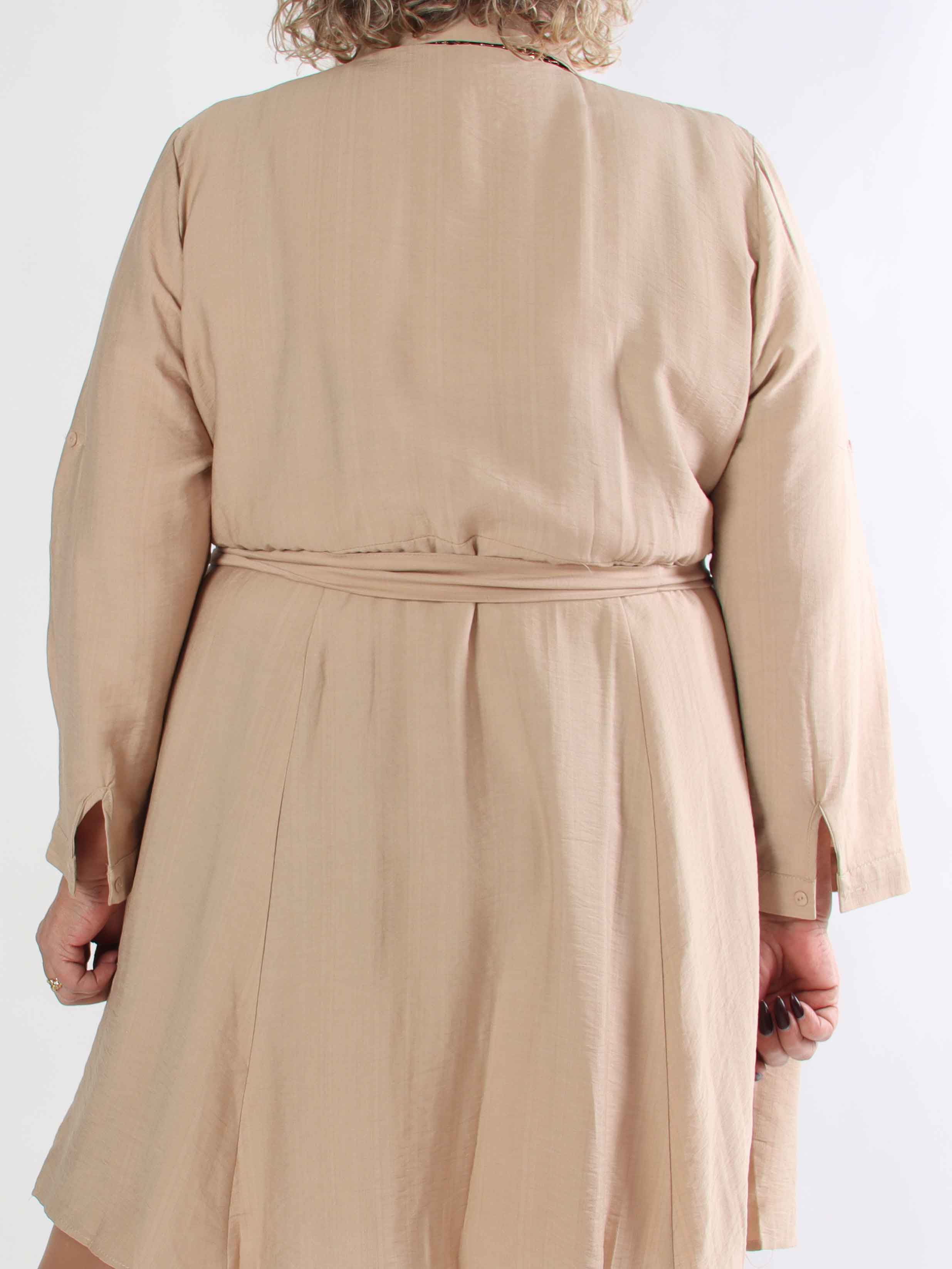 Roberta - Simpel skjortekjole i viskose med bånd i taljen